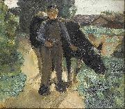 Max Liebermann A farmer with his cow oil painting on canvas